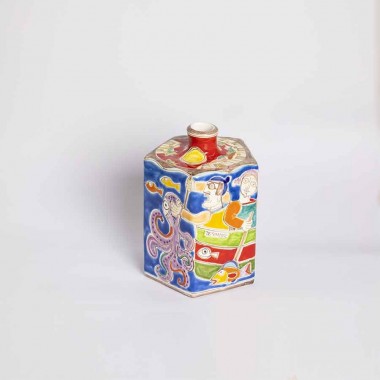 Sicilian ceramic Decorative Bottle DS Fishermen de simone pottery BT623 Sicilian ceramic Decorative Bottle DS Fishermen de simone pottery BT623
